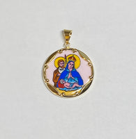 Vintage NOS 10K & Enameled Virgen de Altagracia 23.7mm Round Medal