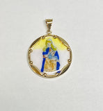 Vintage NOS 10K Yellow Gold Enameled Our Lady of Providence "Providencia" 23.7mm Round Medal