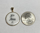 Vintage NOS 10K Yellow Gold Enameled Saint Anne "Santa Ana" 23.7mm Round Medal