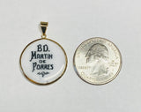 Vintage NOS 10K Yellow Gold Enameled Saint Martin de Porres 23.7mm Round Medal