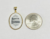 Vintage NOS 10K Yellow Gold Enameled Saint Barbara 25mm x 20mm Oval Medal