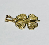 14 Karat Yellow Gold Filigree Four Leaf Lucky Clover Charm