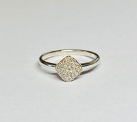 Sterling Silver and 18 Karat Gold Genuine 0.20 Carat TW Diamond Pavé Rhomboid Design Ring