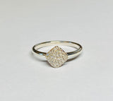 Sterling Silver and 18 Karat Gold Genuine 0.20 Carat TW Diamond Pavé Rhomboid Design Ring