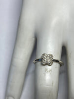 Sterling Silver and 18 Karat Gold Genuine 0.20 Carat TW Diamond Pavé "X" Design Ring