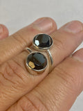 Sterling Silver and 10mm Genuine Hematite "Acerina Stone" Bypass Ladies Statement Ring