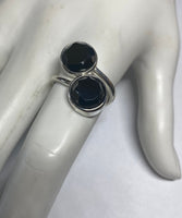 Sterling Silver and 10mm Genuine Hematite "Acerina Stone" Bypass Ladies Statement Ring