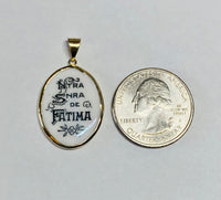 Vintage NOS 10K Enameled Our Lady of Fatima 25mm x 20mm Oval Medal