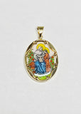 Vintage NOS 10K Yellow Gold Enameled Saint Anne "Santa Ana" 25mm x 20mm Oval Medal