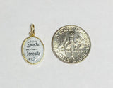 Vintage NOS 10K Yellow Gold Enameled Saint Therese of the Little Flower "Santa Teresita" 13mm x 10mm Oval Medal