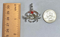 Sterling Silver and Genuine Coral Crab Pendant