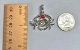 Sterling Silver and Genuine Coral Crab Pendant