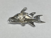 Sterling Silver and Genuine 0.02 carat Diamond or Sapphire Hog Snapper Fish Pendant