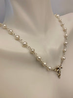 Sterling Silver and Genuine Freshwater Pearl 18" Angel Necklace