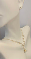 14 Karat Yellow Gold and Freshwater Pearl "Y" Style 16" Necklace