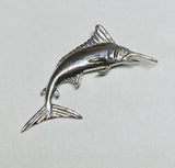 Sterling Silver and Genuine 0.02 carat Diamond 2 Inch Marlin Fish Pendant