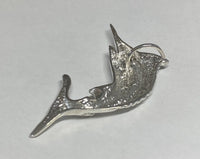 Sterling Silver and Genuine 0.02 carat Diamond 2.12" Marlin Fish Pendant