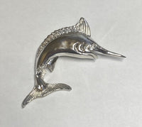 Sterling Silver and Genuine 0.02 carat Diamond 2.12" Marlin Fish Pendant