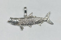 Sterling Silver and Genuine 0.02 carat Diamond Tarpon Fish Pendant