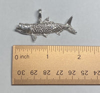 Sterling Silver and Genuine 0.02 carat Diamond Tarpon Fish Pendant