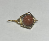 Vintage NOS 1960's 18 Karat Yellow Gold and 7mm Goldstone "Venturina" Spinner Pentagon Charm