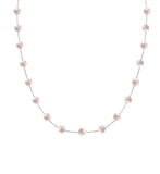 14k White Gold & Pink 6mm Freshwater Cultured Pearl Box Link 17" Station Necklace