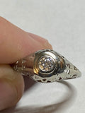 Vintage 1950's 18 Karat White Gold and 1/5 Carat Genuine Diamond Ladies Ring