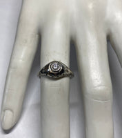 Vintage 1950's 18 Karat White Gold and 1/5 Carat Genuine Diamond Ladies Ring