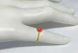 10 Karat Yellow Gold and 5mm Simulated Coral Girls/Ladies Ring