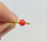 10 Karat Yellow Gold and 5mm Simulated Coral Girls/Ladies Ring