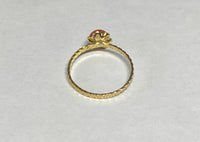 10 Karat Yellow Gold and 5mm Simulated Coral Girls/Ladies Ring