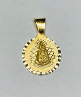 14 Karat Yellow Gold Our Lady of Charity "Caridad del Cobre" 18.5mm (0.72") Round Medal