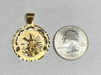 14 Karat Yellow Gold with Rhodium Saint Barbara "Santa Barbara" 25.5mm (1.00") Round Medal