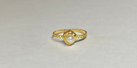 10 Karat Yellow Gold and 4mm Genuine Freshwater Pearl Girls/Ladies Heart Ring