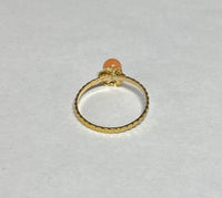 10 Karat Yellow Gold and 4mm Genuine Pink Coral Girls/Ladies Daisy Ring