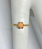 10 Karat Yellow Gold and 4mm Genuine Pink Coral Girls/Ladies Daisy Ring