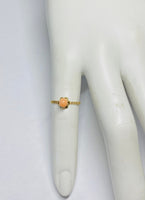 10 Karat Yellow Gold and 4mm Genuine Pink Coral Girls/Ladies Daisy Ring