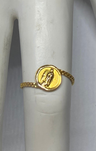 14 Karat Yellow Gold Our Lady of Guadalupe Medal Ring