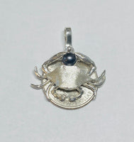 Sterling Silver & Genuine 6mm Black Freshwater Pearl Crab Pendant with Textured Finish