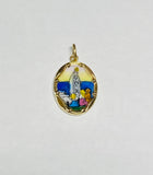 Vintage NOS 10K Enameled Our Lady of Fatima "Virgen de Fatima" 17mm x 13mm Oval Medal