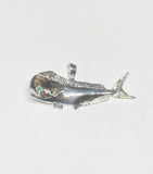 Sterling Silver and Genuine Gemstone Bull Dolphin "Mahi-Mahi" Fish Pendant