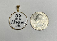 Vintage NOS 10K & Enameled Virgen de Altagracia 23.7mm Round Medal