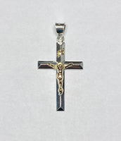 Sterling Silver & 14 Karat Yellow Gold Crucifix Pendant