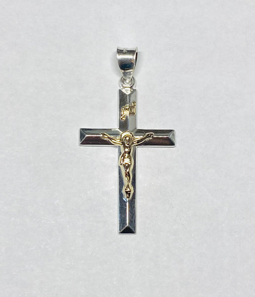 Sterling Silver & 14 Karat Yellow Gold Crucifix Pendant