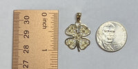 14 Karat Yellow Gold Filigree Four Leaf Lucky Clover Charm