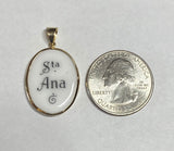 Vintage NOS 10K Yellow Gold Enameled Saint Anne "Santa Ana" 25mm x 20mm Oval Medal