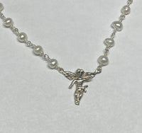 Sterling Silver and Genuine Freshwater Pearl 18" Angel Necklace