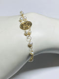 14 Karat Yellow Gold and Freshwater Pearl Letter Initial Bracelet (7" or 8")