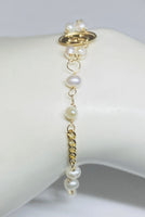 14 Karat Yellow Gold and Freshwater Pearl Letter Initial Bracelet (7" or 8")