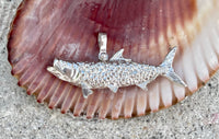 Sterling Silver and Genuine 0.02 carat Diamond Tarpon Fish Pendant